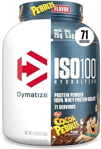 Dymatize ISO100 Protein Powder, 100% Whey Isolate, Birthday Cake | 25g Protein, Hydrolyzed, Fast-Absorbing, Supports Muscle Health, 5.5g BCAAs, Gluten-Free, 75 Servings, 5 lb