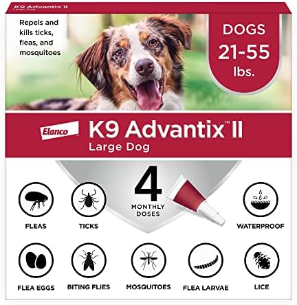 K9 Advantix II Large Dog Vet-Recommended Flea, Tick & Mosquito Treatment & Prevention | Dogs 21 - 55 lbs. | 4-Mo Supply
