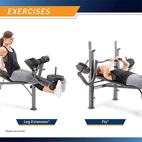 Marcy Standard Weight Bench Incline with Leg Developer and Butterfly Arms, Multifunctional Workout Equipment, Workout Equipment for Home Gym
