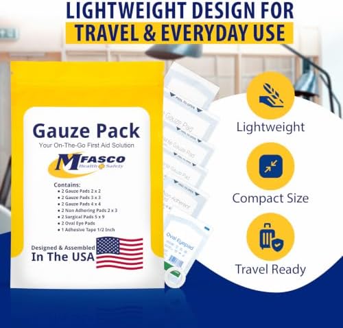 MFASCO Antiseptic Wound Care Travel Pack | 39 Piece First Aid Kit Refill | BZK, Antiseptic Wipes, Sting Relief, Wound Ointment | Essential First Aid Supplies | Refill Personal First Aid Kits