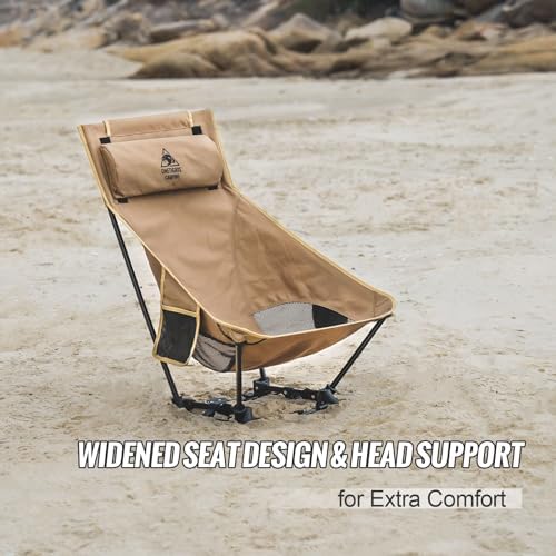 ONETIGRIS Dragonhide Oversized Camping Chair with Pillow Design, Comfortable Widened Seat Folding, 275 lbs Capacity
