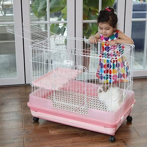 Mcage Extra Large Cage for Guinea Pig, Black, 32"L x 21"W x 28"H, Roomy, Easy to Clean, Anti-slip Step Ramp, Safety Lockable Casters, No Tools Needed