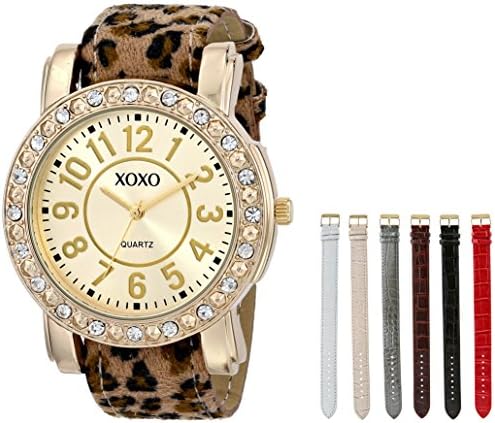 Accutime XOXO Women's XO9065 Analog Display Analog Quartz Gold-Tone Watch with Interchangeable Straps