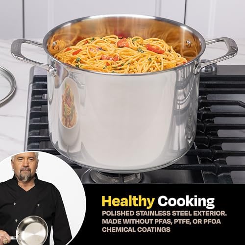 Guy Fieri's Flavortown 10-Piece Stainless Steel Cookware Set | Frying Pans, Saucepans, Saute Pan & Stock Pot, Oven-Safe up to 500F