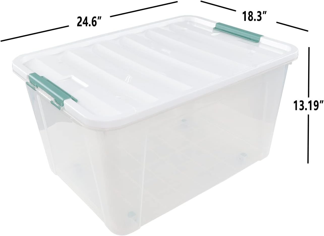 17.5 L Clear Plastic Storage Box, 4-Pack Latch Storage Bin