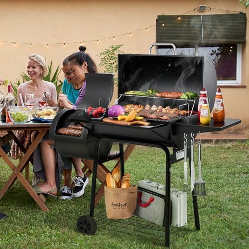 Royal Gourmet CC1830S BBQ Charcoal Grill and Offset Smoker | 823 Square Inch cooking surface, Outdoor for Camping | Black