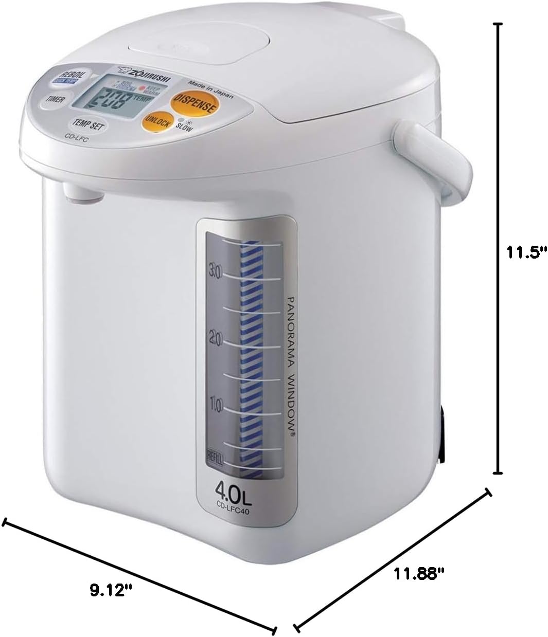 Zojirushi CD LFC50 Micom Water Boiler and Warmer, 5.0l, 169 Oz (White) | Four keep-warm settings, Quick Temp mode, timer, panorama gauge