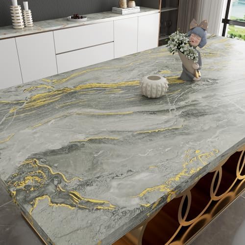 Yenhome Marble Countertop Contact Paper Waterproof Beige Gold Grey Marble Contact Paper for Countertops 17.7"X118" Self Adhesive Marble Wallpaper for Kitchen Matte Peel and Stick Countertop Wrap Vinyl