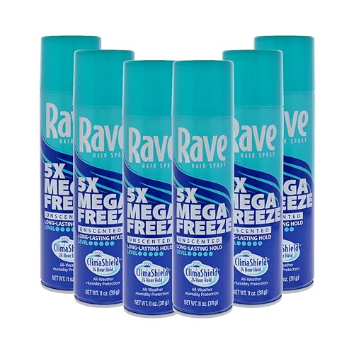 rave 4X Mega Unscented Aerosol Hairspray - Hair Spray for High Humidity Weather - 24-Hour Lasting Hold - Vitamin-Enhanced Hair Volume Spray - 11 oz