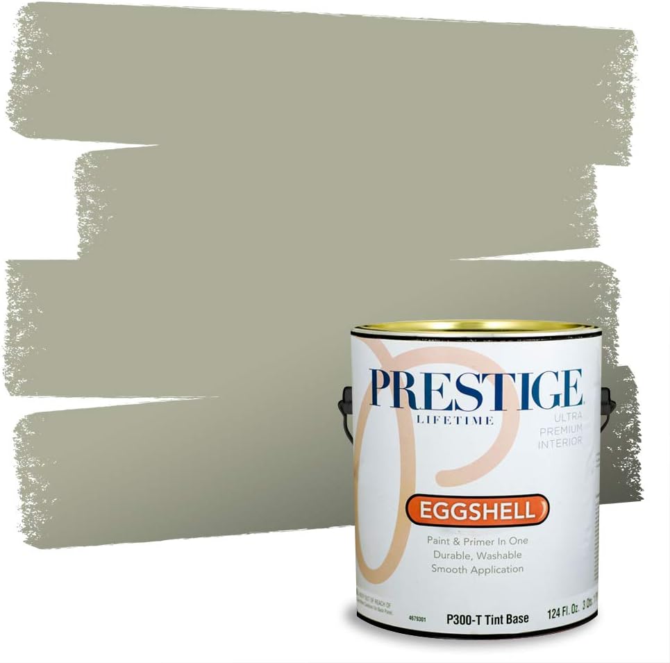 PRESTIGE Paints Exterior Paint and Primer In One, 1-Gallon, Flat, Comparable Match of Sherwin Williams* Coastal Plain*