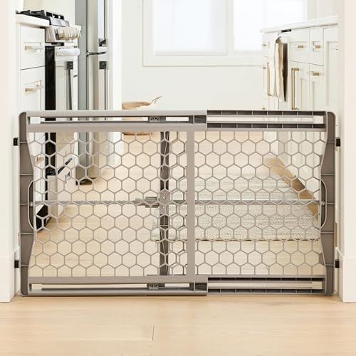 Regalo Safety 28"-42" Extra Wide Baby Gate, Bottom of Stairs & Doorways | Pressure Mounted & Adjustable, For Babies, Toddlers & Pets, Plastic, Gray, Tested & Trusted for 30 Years