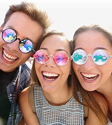Yaomiao 3 Pieces Kaleidoscope Rave Glasses Goggles Kaleidoscope Sunglasses Diffraction Glasses Prism Rainbow Sunglasses