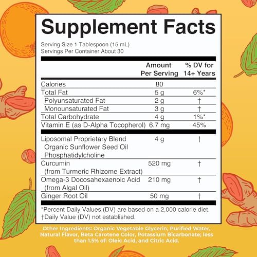 MaryRuth's Turmeric & DHA Liposomal Liquid, Ultra Absorption, 15.22 oz