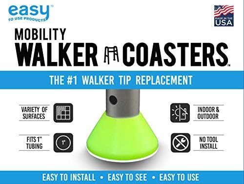 Easy Walker Coasters 6 Pack - Durable Tennis Ball Alternative, Yellow