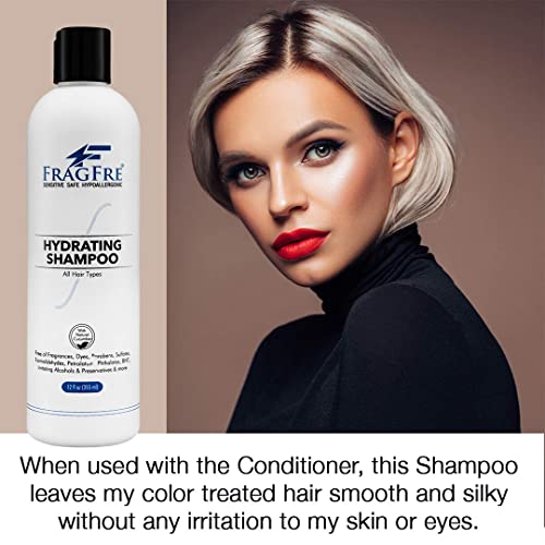 Hydrating Sensitive Skin Shampoo 12 oz - Sulfate-Free, Fragrance-Free, Paraben-Free, Color-Safe, Hypoallergenic, Mild Hair Cleanser - Gluten-Free, Vegan, Cruelty-Free, With Natural Cucumber