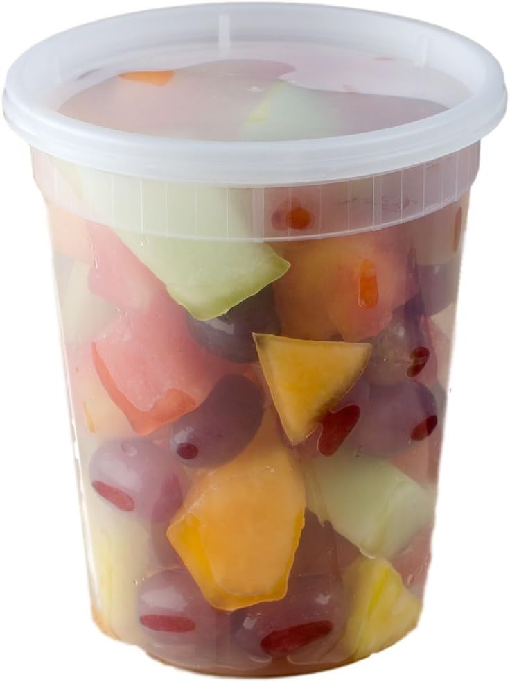 Microwavable Translucent Plastic Deli Container with Lid (Pack of 24) (32 oz.)