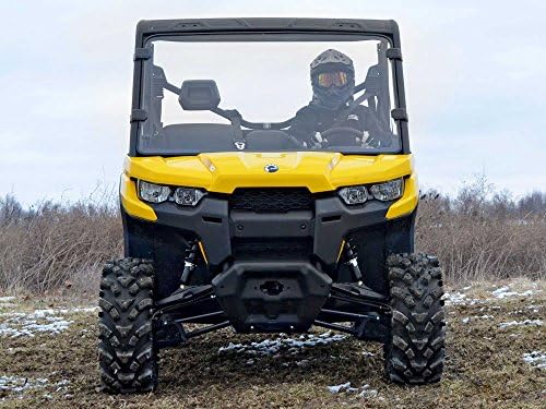 SuperATV Scratch Resistant Full Windshield for Can Am Defender HD5 /HD8 / HD10/ MAX (See Fitment)|Hard Coated for Extreme Durability|1/4" Thick