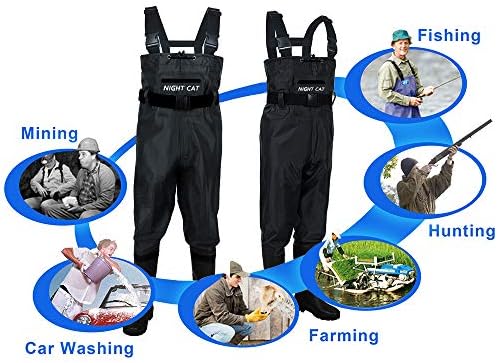 Night Cat Fishing Waders for Men Women Waterproof Hunting Chest Wader with Bootfoot Belt Breathable Lightweight Size 6 to 14