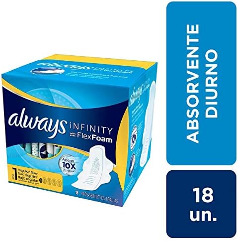 Always Infinity Feminine Pads for Women, Flexfoam Pads with Wings, Size 1, Regular Absorbency, Unscented, 108 Count (3 Packs of 36)