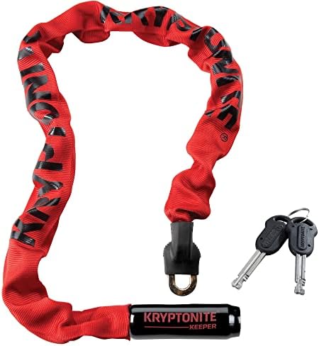 Kryptonite Keeper 785 Bike Chain Lock, 2.8 ft Heavy Duty Anti-Theft Lock | 7mm Manganese Steel Links, 85cm Length, Disc-Style Cylinder, Nylon Sleeve for Motorcycle, Scooter, Gate, Fence