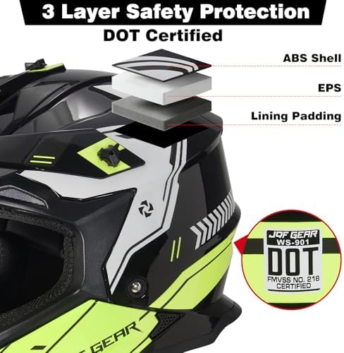 Adult Dirt Bike Helmet DOT Approved,WS901 Full Face Motocross Set | Includes Goggles Gloves,adjustable visor and washable liner for UTV MX Dirtbike ATV OffRoad