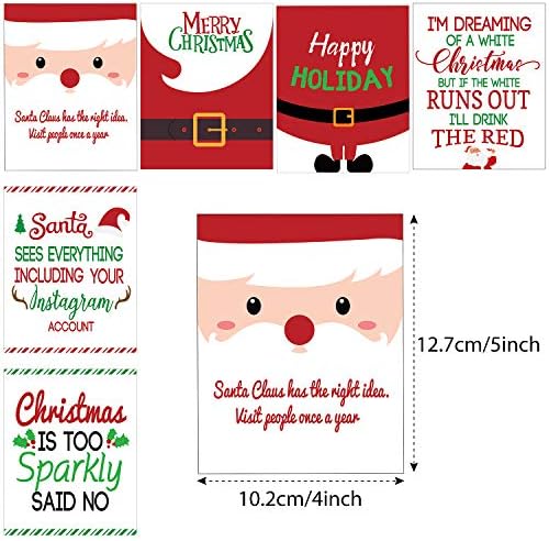 Blulu 12 Pcs Wine Bottle Labels Christmas, 6 Designs, Santa Claus Style