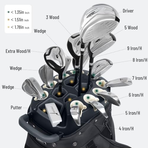 StablePoint Golf Cart Bag with 14-Way Full-Length Divider Top | S&T-Lock Golf Bag for Men with Magnetic Pocket, Cooler Pocket & Rain Cover