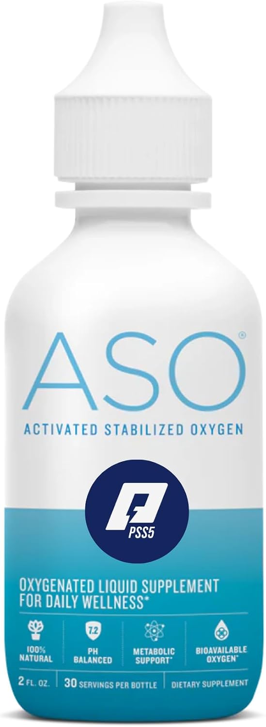 ASO Liquid Oxygen Drops, Activated Stabilized Oxygen, Dietary Supplement to Boost Energy Levels & Help with Workout Recovery