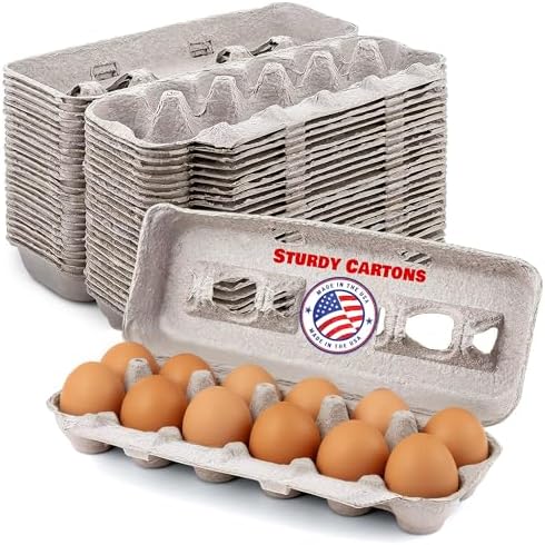 MT Products Blank Natural Pulp Egg Cartons Holds Up to Twelve Eggs 11.50" x 4.2" x 1.25" - Perfect for Chicken Farm (Pack of 15) - Made in the USA