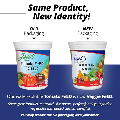 Jack's Classic 12-15-30 Veggie Feed Water-Soluble Fertilizer, 1.5lb | Powdered, Targeted Micronutrient Package, for Vigorous Plant Growth and Abundant Fruit Set, Liquid Root & Foliar Feeding