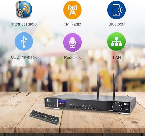 Ocean Digital WR-50 Internet Radio Tuner Component Wi-Fi, Ethernet LAN, Podcasts, Stereo Outputs to Connect Hi-Fi System, Bluetooth Receiver