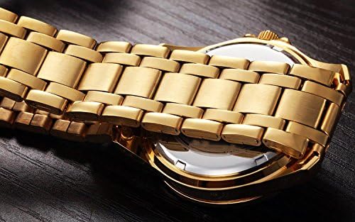 DREAMING Q&P Fq-005 Classic Style Gold Stainless Steel Mens Wrist Watches with Crystals for Man