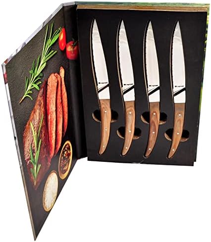 Porterhouse 4-Piece Steak Knife Set with Light Wood Handle