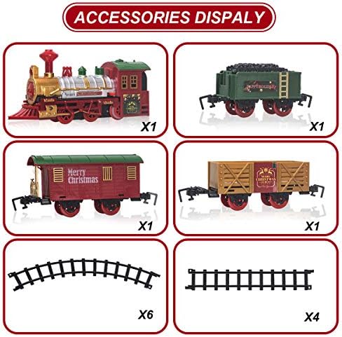 Classic Christmas Train Set with Lights and Sounds Railway Tracks Sets Battery Operated Train Toy Models with 11.5 Ft Tracks Playset for Under The