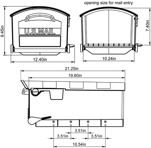 Gibraltar Mailboxes Patriot Large Capacity Rust-Proof Plastic Black, Post-Mount Mailbox, GMB515B01
