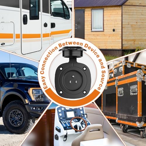 RV Shore Power Inlet Charger Plug 15 Amp 125V AC Power Inlet Port Plug