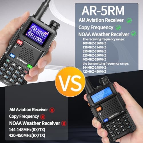 Baofeng Radio Ham Radio Handheld UV-5R Upgrade Long Range Rechargeable AR-5RM 10W NOAA Weather Emergency Tactical Two Way Radio with Programming