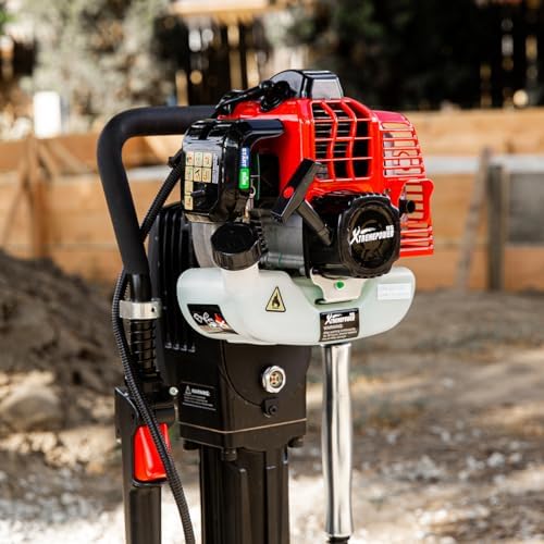 XtremepowerUS 52cc Gas Fence Post Driver, Heavy-Duty 2-Stroke Gasoline T-Post Driver with Carrying Case, Portable Pile Driver for Fence Posts