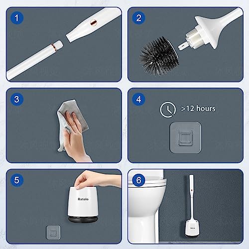 Electric Toilet Brush, Silicone Toilet Brush, Toilet Bowl Brush and Holder Set with Ventilated Holder, Toilet Brush, Floor Standing