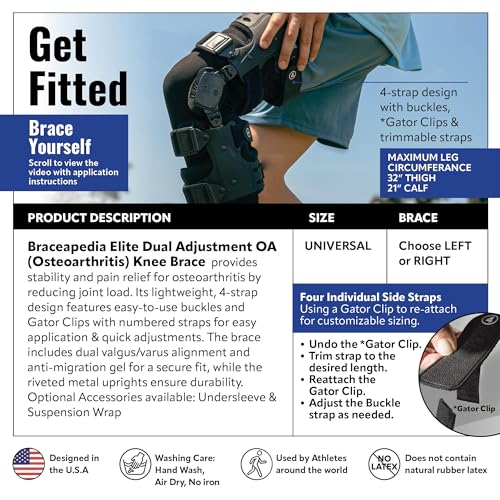 Elite OA Knee Brace for ACL & Meniscus Injury, Right | Dual-adjustment Support, Hyperextension Control, Patella Stability, Osteoarthritis Relief