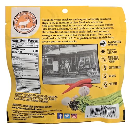 Pearson Ranch Wild Grass Fed Game Variety Pack of 4-2.1oz Bags - Venison, Elk, Buffalo, & Wild Boar - Gluten-Free, MSG-Free, Paleo and Keto Friendly