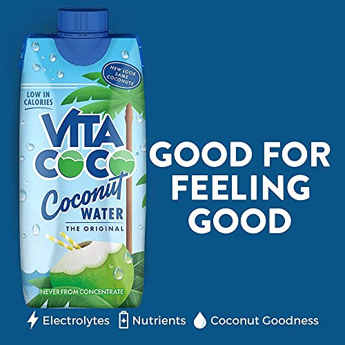 Vita Coco Coconut Water, Pure Original, Refreshing Coconut Taste, Natural Electrolytes, Vital Nutrients, 33.8 Oz (Pack of 6)