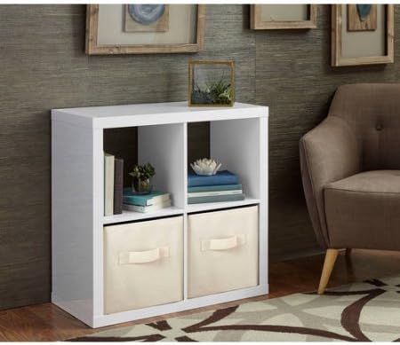 Better Homes and Gardens Versatile Square 4-Cube Organizer, Multiple Colors (High Gloss White Lacquer)