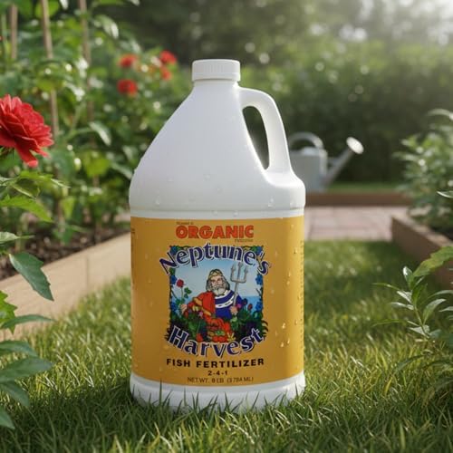 Neptune's Harvest Fish Fertilizer (2-4-1) - Organic Liquid Plant Fertilizer - Fish Hydrolysate for Vegetables, Flowers, Fruit, Trees, Grass - Indoor and Outdoor Plant Food (Gallon)