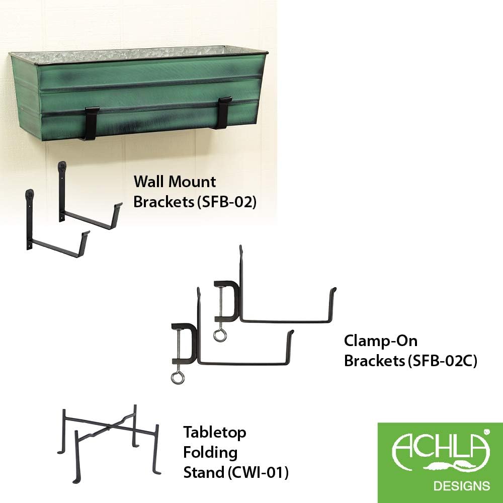 Achla Designs Galvanized Window Flower Box Planter-Green-Medium (24" L x 9.5" W x 7.5" H)