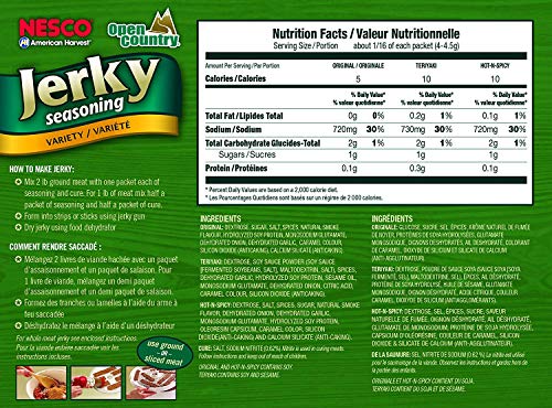 NESCO BJV-6, Jerky Spice Works, 3 Flavors Variety Pack, Packaging May Vary, 6 Piece Assortment