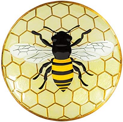 Evergreen Garden Beautiful Summer Bumble Bee Outdoor 18 inch Glass Bird Bath