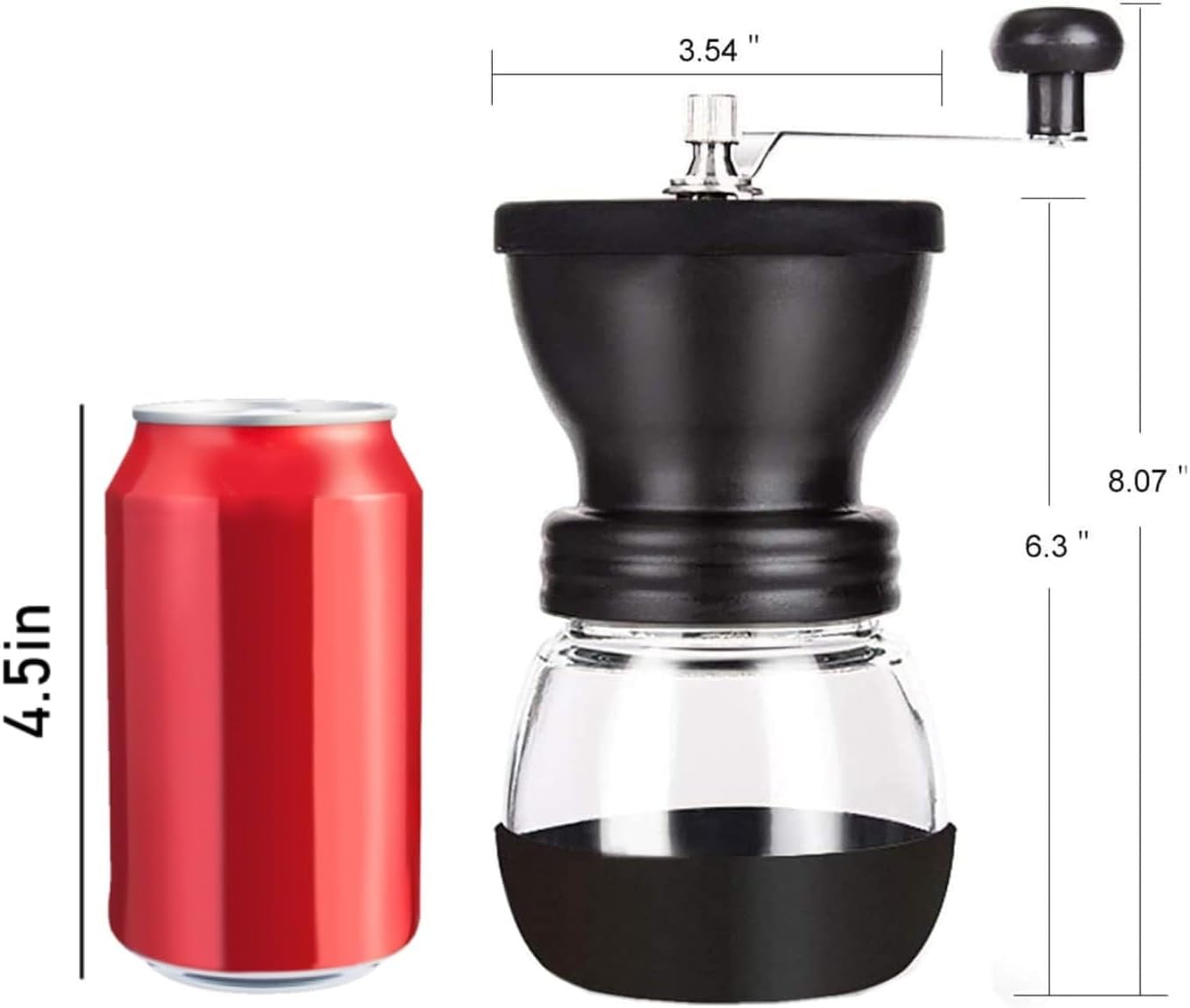 PARACITY Manual Coffee Grinder, Ceramic Burr, 2 Glass Jars, 11oz per Jar