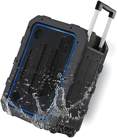 Gemini Portable Party Speaker with Wheels, LED & Mic, Gray (MPA-2400)