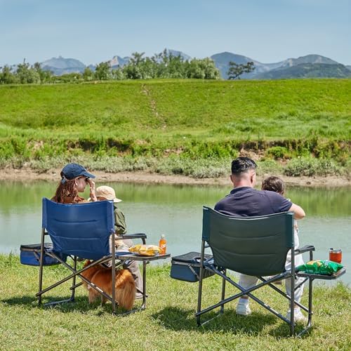 Timber Ridge XXL Oversized Directors Chair 600lbs - Heavy Duty Camping Chair with Cooler Bag & Table, Portable Folding Chair with Wide Seat for Tailgating, Patio, Outdoor - Grey